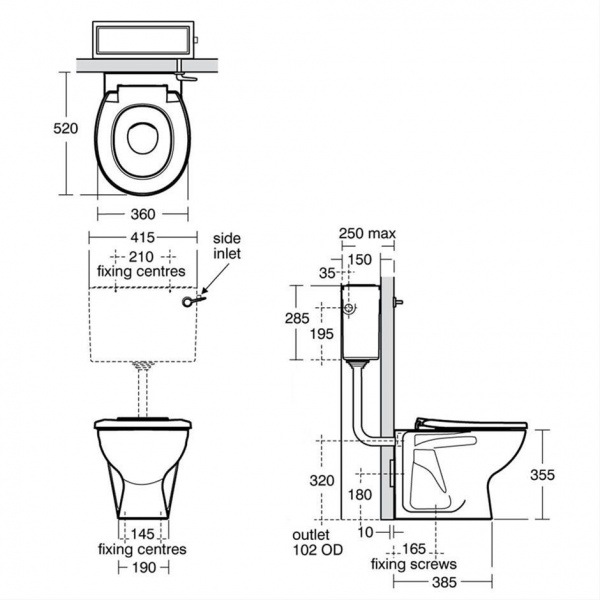 Armitage Shanks Contour 21 Schools Back to Wall WC Pan - 355mm high